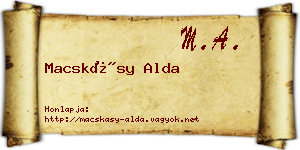 Macskásy Alda névjegykártya